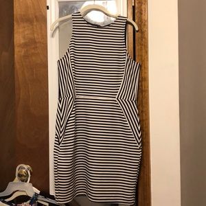 navy and white striped dress